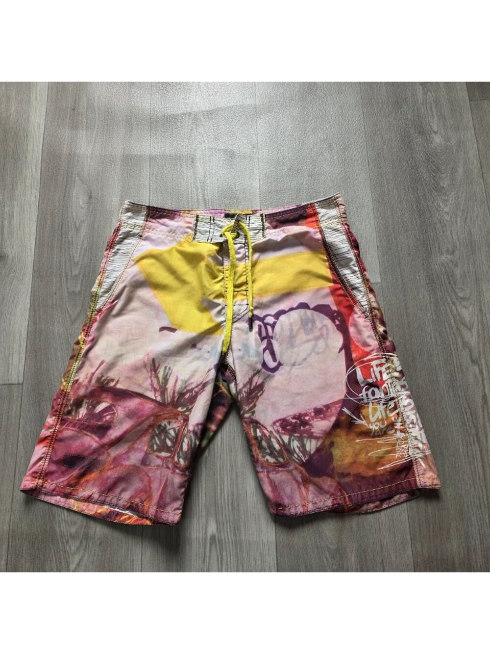 Desigual Mens Tie-Dye Swim Shorts With Drawstring Waist & Back Pocket Size M
